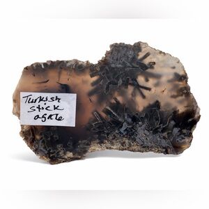 Non polished Turkish Stick Agate Slab End Cut (Turkey) - Brown and Black